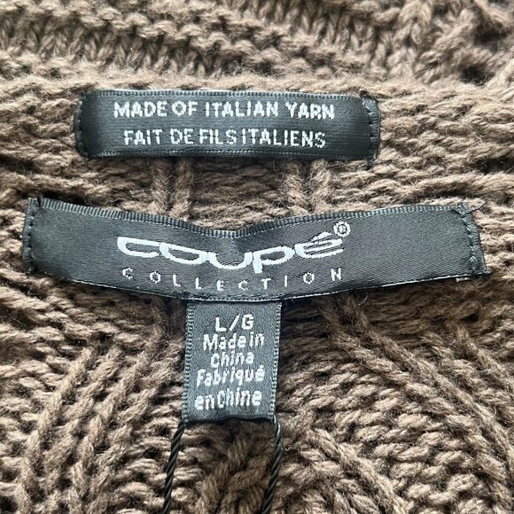 Coupe Collection Sweater Womens Large Brown New Italian Yarn Knit Wool Blend - Picture 5 of 11